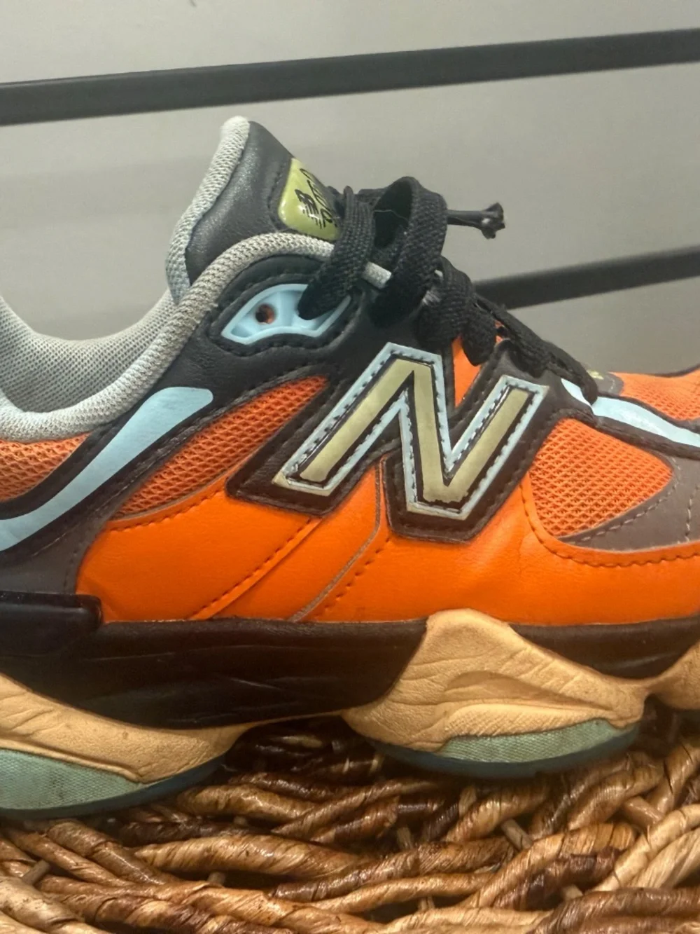 New Balance 9060 Sun Glow Orange Blue Chunky Sneakers - Worn But Good Life Left